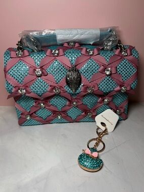 🩵 Kurt Geiger The Kensington Blue Bag With Bows NWT